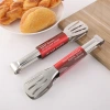 Stainless steel three-wire 7-inch bread tongs, barbecue tongs, kitchen food tongs, steamed bun tongs, cold dish food tongs details Picture